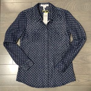 NWT BCBGeneration Polka Dot Button Down Shirt Size XS